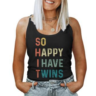 So Happy I Have Twins Funny Mom Dad Parent Saying Slogan Women Tank Top Basic Casual Daily Weekend Graphic - Thegiftio UK