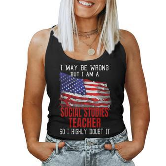 Social Studies Teacher American Flag Patriotic Women Tank Top | Mazezy