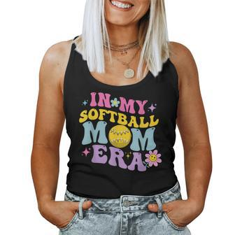 In My Softball Mom Era Retro Groovy Mom Life For Game Day Women Tank Top | Mazezy