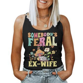 Somebodys Feral Ex-Wife Opossum Mushroom Floral Divorce Women Tank Top | Mazezy