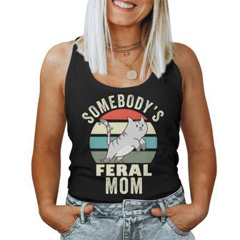 Somebodys Feral Mom Wild Mama Family Retro Cat For Mom Women Tank Top | Mazezy