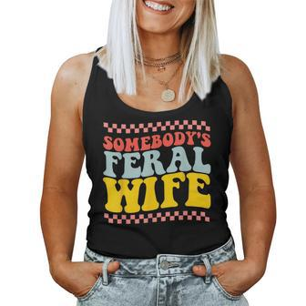 Somebodys Feral Wife Retro Groovy Wife For Wife Women Tank Top | Mazezy