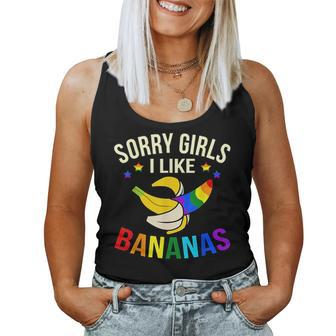 Sorry Girls I Like Bananas Gay Lgbtq Pride Month Graphic Women Tank Top | Mazezy