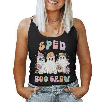 Sped Boo Crew Halloween Floral Ghost Special Ed Sped Teacher Women Tank Top - Monsterry AU