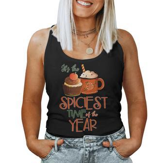 Spiciest Time Of The Year Fall Pumpkin Cupcake Coffee For Coffee Lovers Women Tank Top | Mazezy