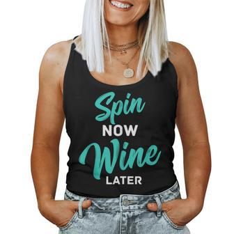 Spin Now Wine Later Spinning Cycling Workout Women Tank Top - Seseable
