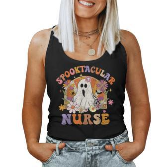 Spooktacular Nurse Happy Halloween Spooky Flower Matching Women Tank Top - Monsterry