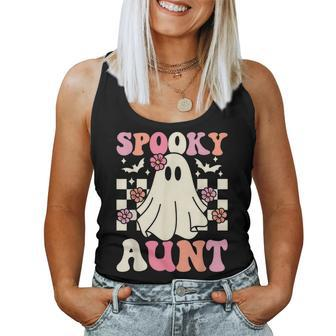 Spooky Aunt Halloween Ghost Costume Retro Groovy Women Tank Top - Thegiftio UK