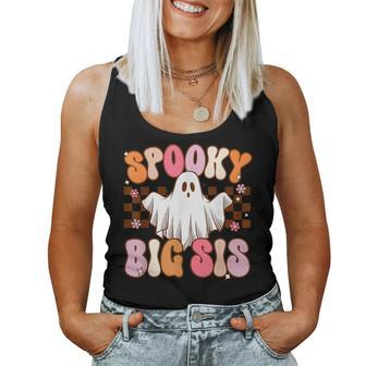 Spooky Big Sis Halloween Sister Ghost Costume Retro Groovy Women Tank Top | Mazezy UK