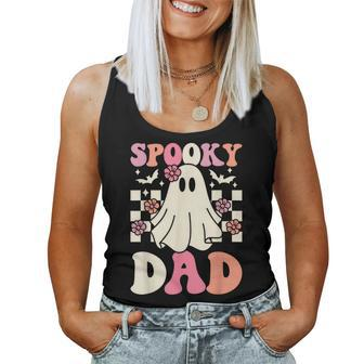 Spooky Dad Halloween Ghost Costume Retro Groovy Women Tank Top - Monsterry