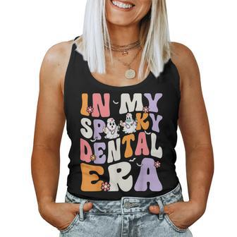 In My Spooky Dental Era Groovy Ghost Halloween Dentist Women Tank Top | Mazezy