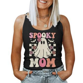 Spooky Mom Halloween Ghost Costume Retro Groovy Women Tank Top | Mazezy