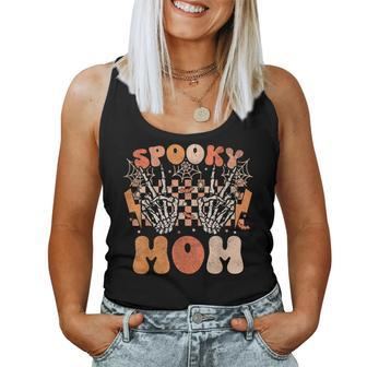 Spooky Mom Halloween Skeleton Costume Retro Groovy Women Tank Top - Thegiftio UK
