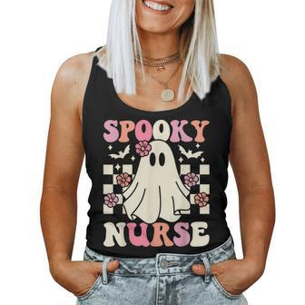 Spooky Nurse Halloween Ghost Costume Retro Groovy Women Tank Top - Monsterry UK