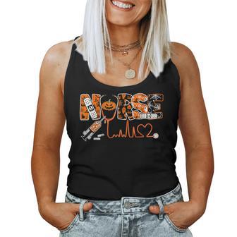 Spooky Nurse Pumpkin Halloween Costume Rn Cna Women Tank Top - Thegiftio UK