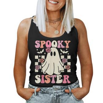 Spooky Sister Halloween Ghost Costume Retro Groovy Women Tank Top - Thegiftio UK
