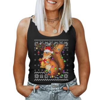 Squirrel Christmas Ugly Christmas Sweater Women Tank Top | Mazezy