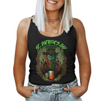 St Patricks Day Horror Scary Dark Leprechaun Spooky Cool Women Tank Top | Mazezy