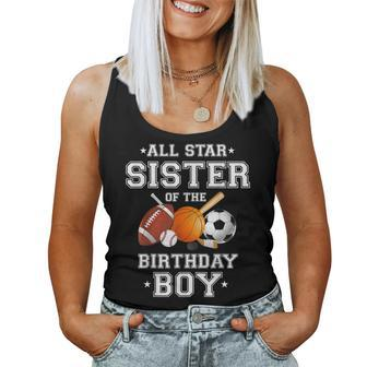 All Star Sister Of The Birthday Boy Sports Sister Cousin Women Tank Top - Monsterry