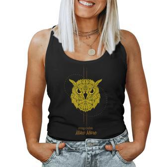 Stay Calm Hike More With Owl Graphic T Tops Casual Women Tank Top Basic Casual Daily Weekend Graphic - Thegiftio UK