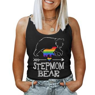 Stepmom Bear Proud Mom Rainbow Flag Lgbt Pride Women Tank Top | Mazezy