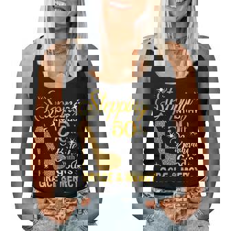 Stepping Into My 50Th Birthday With Gods Grace & Mercy Women Tank Top Weekend Graphic - Thegiftio