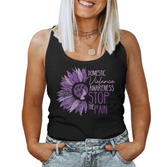 Stop The Pain Domestic Violence Awareness Sunflower Warrior Women Tank Top - Monsterry CA