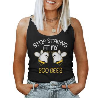 Stops Staring At My Boo Bees Halloween Scary Insect Women Tank Top | Mazezy