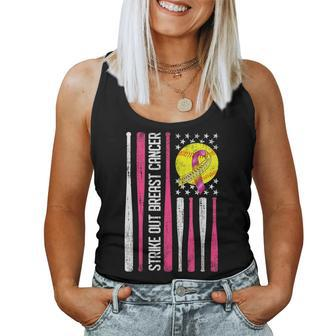Strike Out Breast Cancer Softball Fight Awareness Women Tank Top - Seseable