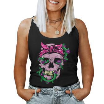 Sugar Skull Floral Vine Calavera Goth Girl Mom For Mom Women Tank Top | Mazezy