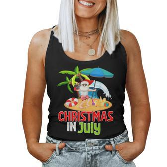 Summer Holiday Santa Claus Surfing Christmas In July Surfing Women Tank Top | Mazezy