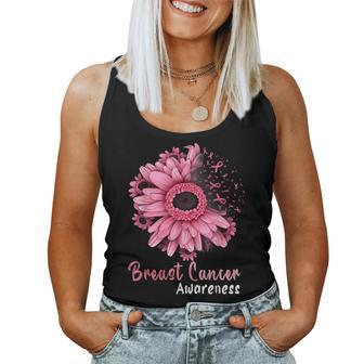 Sunflower Breast Cancer Awareness Pink Ribbon In October Women Tank Top - Seseable