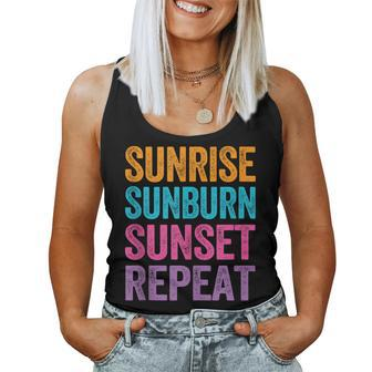 Sunrise Sunburn Sunset Repeat Beach Vacation Women Tank Top | Mazezy