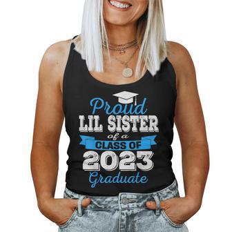 Super Proud Lil Sister Of 2023 Graduate Family College Women Tank Top | Mazezy