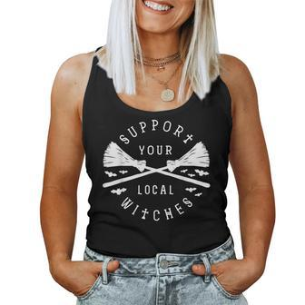 Support Your Local Witches Women Halloween Broom Witch Halloween Women Tank Top | Mazezy