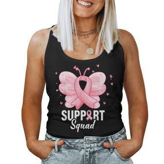 Support Squad Breast Cancer Awareness Butterfly Ribbon Women Tank Top - Seseable