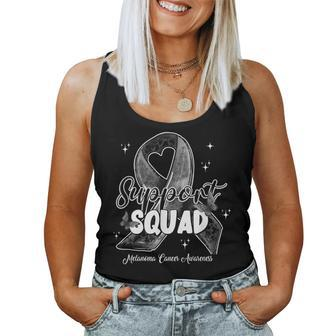Support Squad Butterfly Black Ribbon Melanoma Cancer Women Tank Top - Seseable