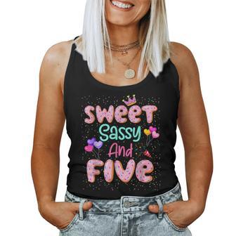 Sweet Sassy And Five Birthday For Girls 5 Year Old Women Tank Top - Seseable