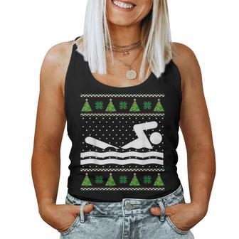 Swimming Ugly Christmas Sweater Women Tank Top - Seseable