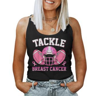 Tackle Breast Cancer Awareness Football Pink Ribbon Women Tank Top - Seseable