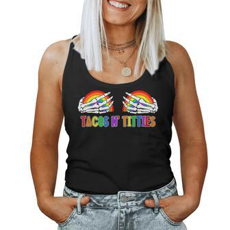 Tacos And Titties Rainbow Skeleton Lgbt Gay Pride Women Tank Top | Mazezy