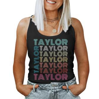 Taylor Girl First Name Boy Retro Personalized Groovy 80'S Women Tank Top - Thegiftio UK