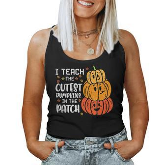 I Teach Coolest Pumpkin Patch Halloween Costume Fall Teacher Halloween Costume Women Tank Top | Mazezy
