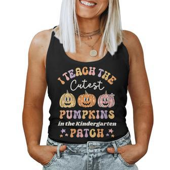 Teach The Cutest Pumpkins In The Kindergarten Patch Teacher Women Tank Top | Mazezy AU
