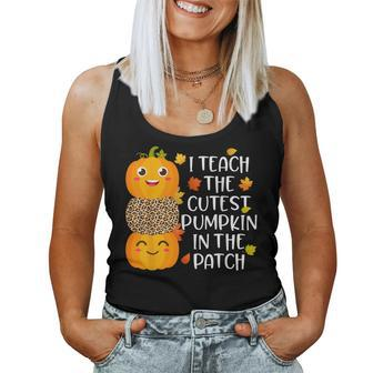 I Teach The Cutest Pumpkins In The Patch Leopard For Teacher Women Tank Top - Monsterry