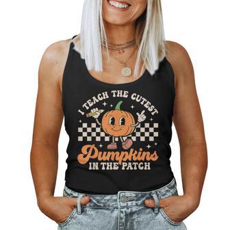 I Teach The Cutest Pumpkins In The Patch Teacher's Day Retro Women Tank Top - Thegiftio UK