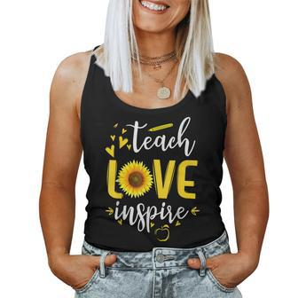Teach Love Inspire Cute Sunflower Teacher Appreciation Women Tank Top | Mazezy