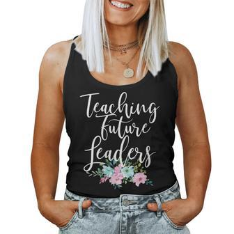 Teacher Mom Teaching Future Leaders Flowers Women Tank Top | Mazezy UK
