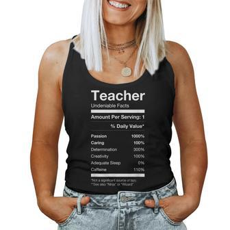 Teacher Nutritional Facts Label Cute Gag Women Tank Top | Mazezy