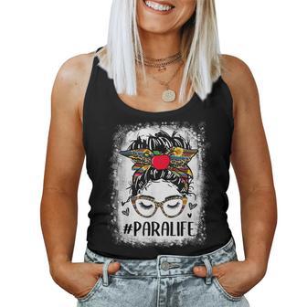 Teacher Paraprofessional Girl Para Life Messy Bun Hair Women Tank Top - Monsterry